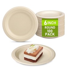 Small Paper Plates, 100 Pack Paper Plates 6 inch, 100 Compostable Plates Eco...
