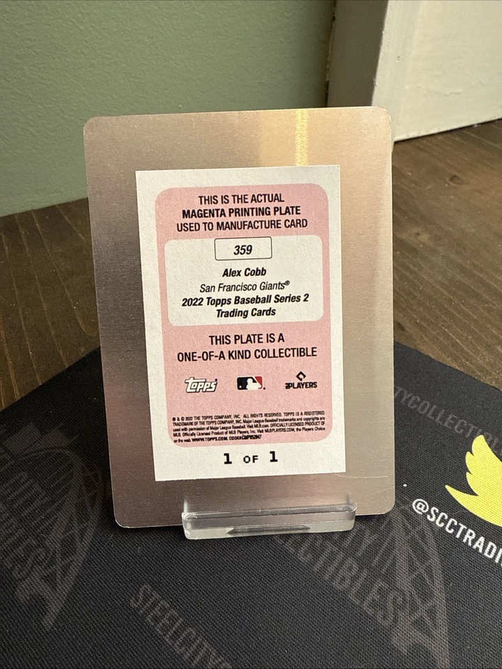 2022 Topps Series 2 Alex Cobb #359 1/1 Magenta Printing Plate SF Giants - Image 2 of 4