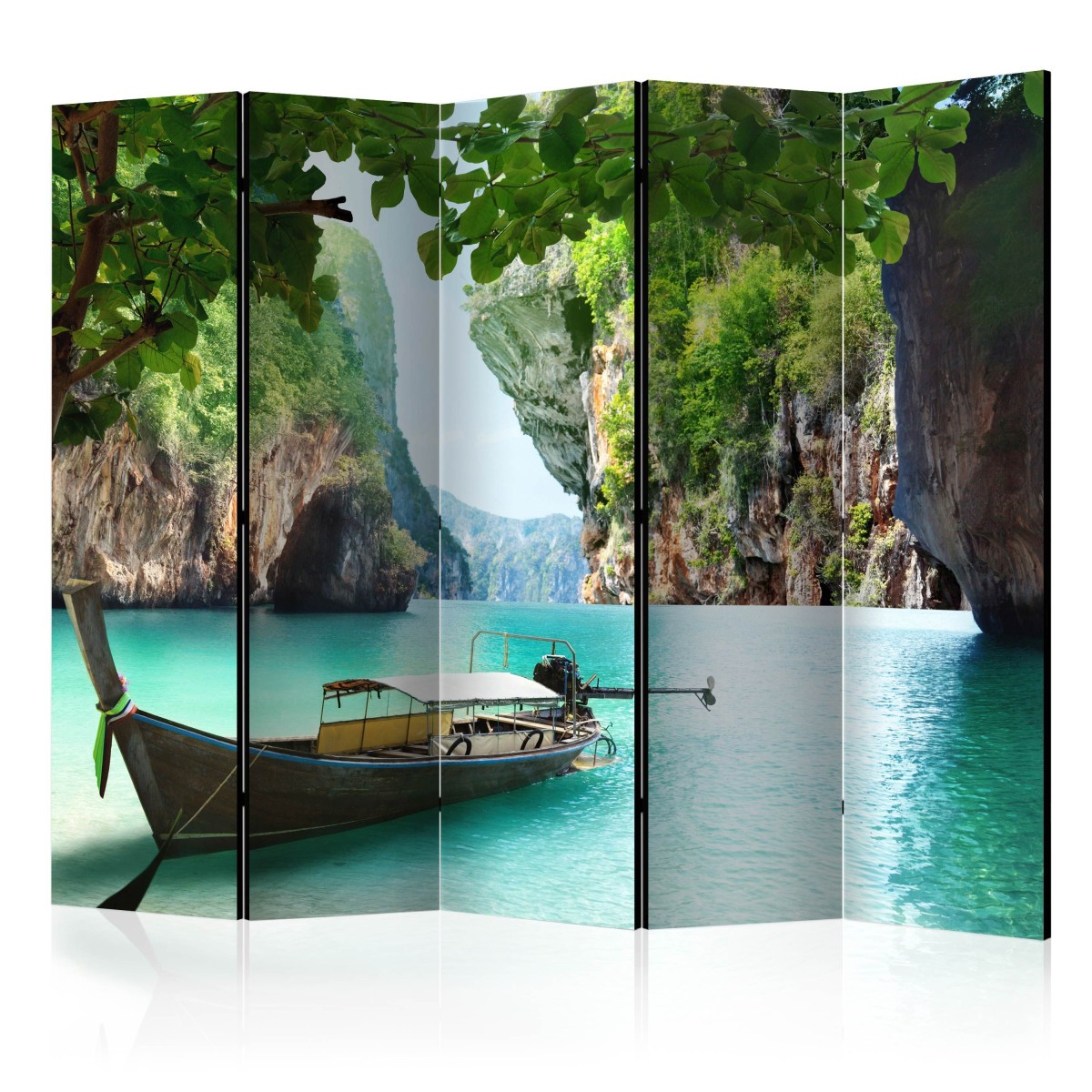 Paravent 5 volets Desolate Boat claustra mobile grand format 172x225 cm cloison japonaise