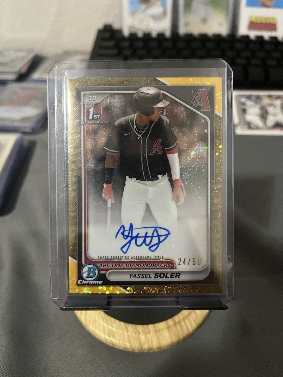 Bowman Chrome 2024 Yassel Soler Gold Shimmer Refractor Auto #CPA-YSO 24/50 Diam…