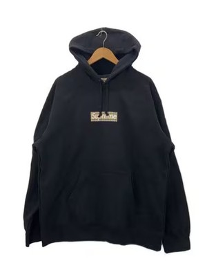 Supreme/22SS/BURBERRY BOX LOGO HOODED/hoodie/XL/cotton/black/solid