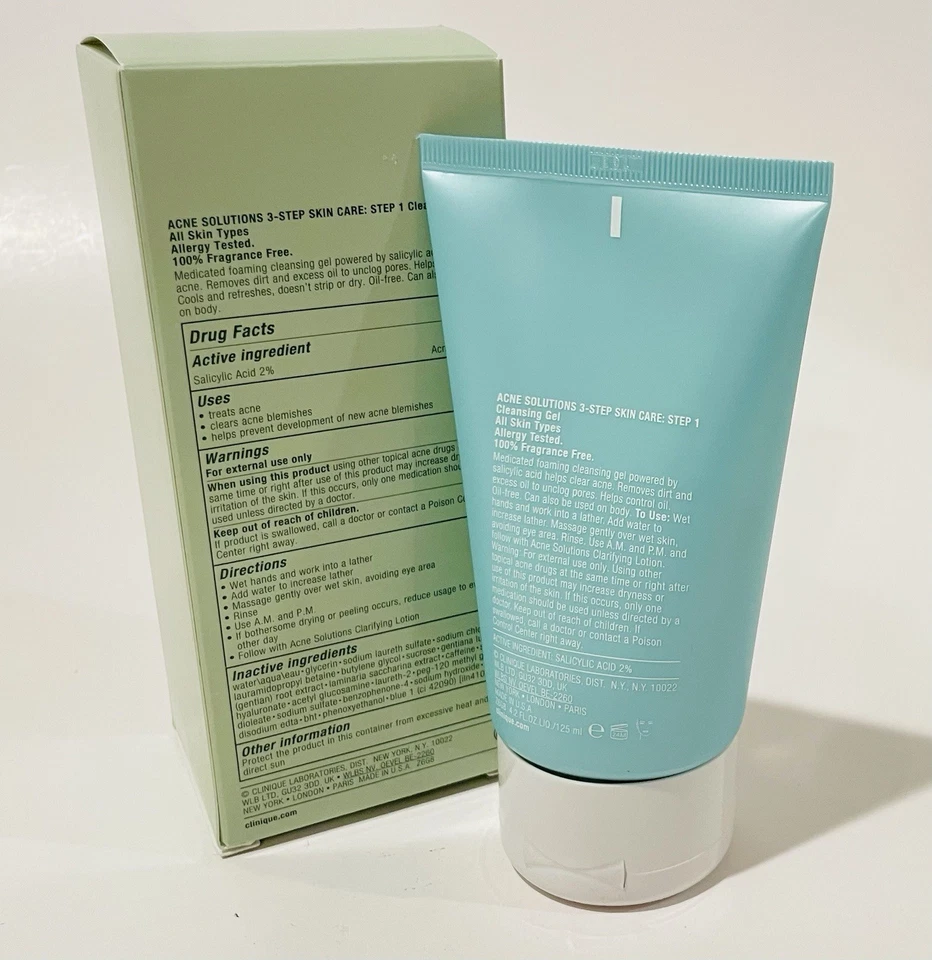 Gel limpiador Clinique Acne Solutions para todo tipo de piel, 4,2 fl oz, nuevo en caja Foto 2 de 3