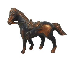 Vintage 1950s Cast Metal Saddle Race Horse Westen Figurine Bronze Finish