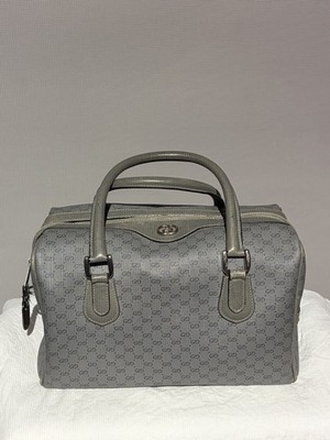 RARE 1980's Gray Vintage Gucci Accessory Collection Boston Bag