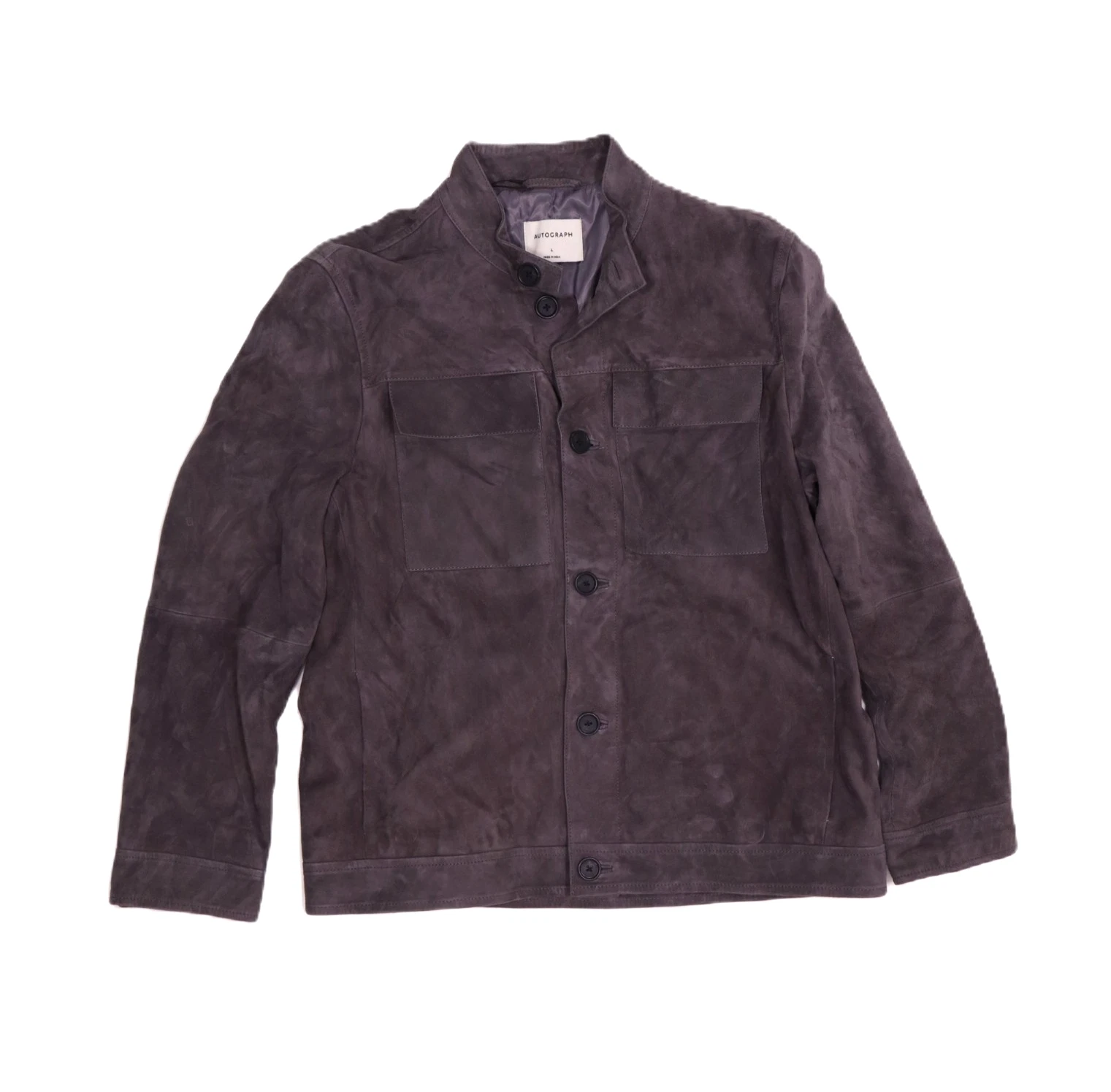 Autograph Men's Jacket Size L Grey Suede Patch Pockets L/Sleeve Stand Collar New
Opens in a new wind