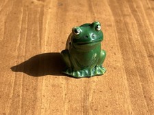Mini Green Glazed Ceramic Frog Figurine Vinta...