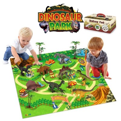 Dinosaurier Spielset lebendig PVC 9 Figuren + 80x70cm weiche Spielmatte Geschenkbox für Kinder
