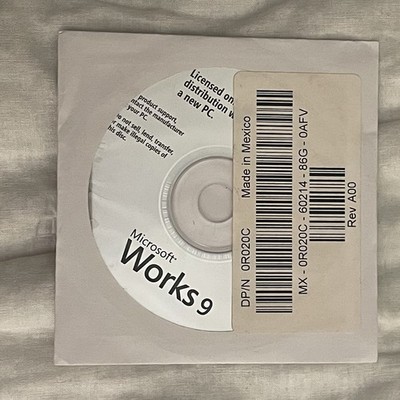 Microsoft Works 9.0 For Windows Installation CD Software DELL NEW / Sealed