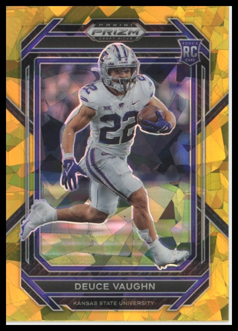 2023 Panini Prizm Draft Picks Gold Ice Deuce Vaughn #126 Kansas State Wildcats