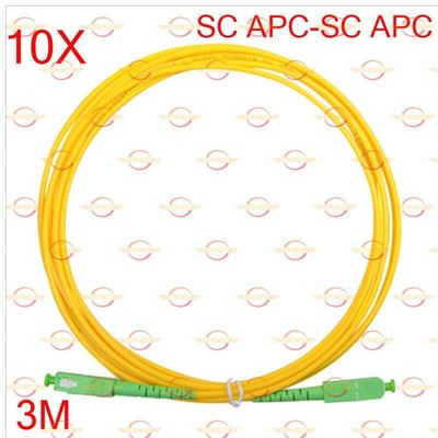 10PCS SC/APC 3M SC/APC 3.0mm Jumper Simplex Mode Fiber Optic Patch Cord Cable