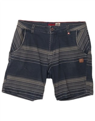 MISTRAL Mens Chino Shorts IT 48 Medium W34 Navy Blue Striped Cotton AW09