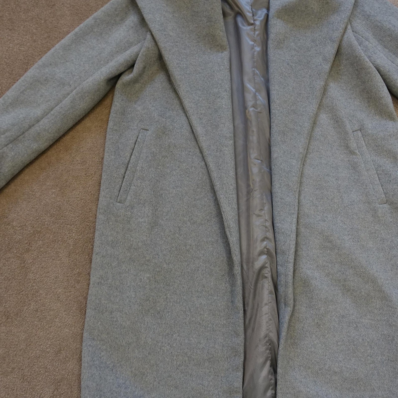 Zara Basic Coat Womens Medium Gray Wool Blend Lon… - image 3