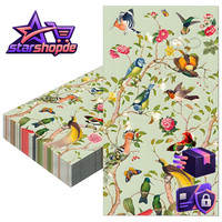 Servietten Papier 40X33Cm 20 StüCk GrüN Blumen VöGel FüR Tischdekoration Party