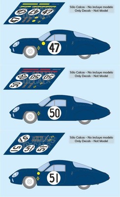 Decals Alpine M64 Le Mans 1965 47 50 51 1:32 1:24 1:43 1:18 slot decals