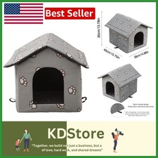 Weatherproof Insulated Outdoor Cat House with Transparent Curtain for Stray Cats