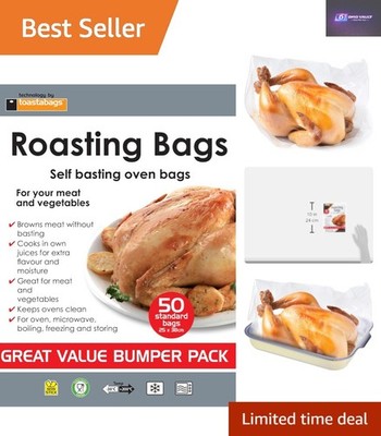 Vielseitige 50er Pack Bräterbeutel 25x38cm - perfekt für Huhn, Fleisch & Gemüse
