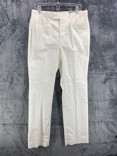 VTG Jaymar Sansabelt Mark Scot Collection White Dress Pants Golf 36 Raw Hem NWT - Picture 5 of 15