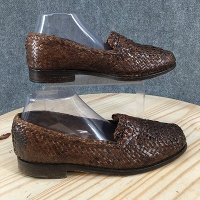 Steeple Gate Shoes Womens  9 M Brown Loafer Leather Woven Penny Casual Slip On