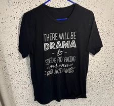 Gently used drama musical theater black and white women's large t-shirt