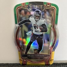 DRAKE LONDON 2022 Select Die Cut Green Silver Yellow Prizm Rookie RC Falcons 🏈