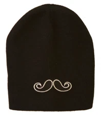 Mustache Winter Beanie - Black