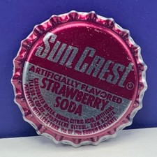 Soda pop bottle cap vintage advertising drink Sun Crest Missouri strawberry MI 2