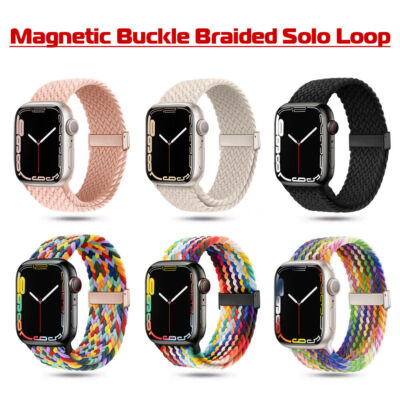 Magnetic Buckle Braided Solo Loop Band for Apple Watch SE  40/44/41/45/49mm