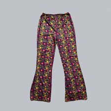Hippie Bell Bottom Pants Women  s Size S 60s 70s Peace Sign Flower Power Retro