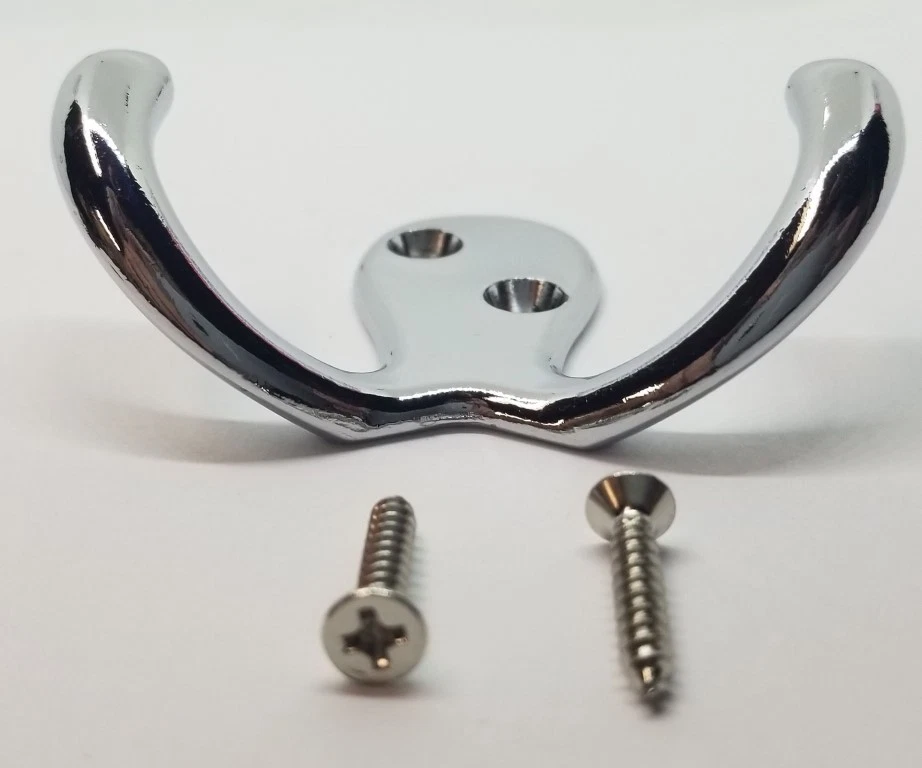 CROMO PULIDO Doble Gancho Abrigo Sombrero Chaqueta Pared Vintage Rústico Pulpo Aluminio Foto 3 de 4