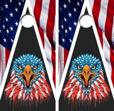 American Flag Bald Eagle Cornhole Board Wraps FREE LAMINATION 4817