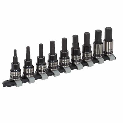 Sealey Hex/Allen Key Socket Bit Set  3/8''Sq Drive Metric Black 9Pieces