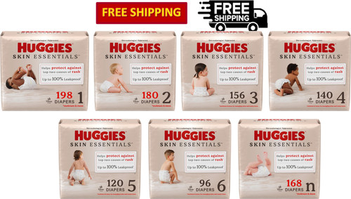 Huggies Skin Essentials Baby Diapers 100% Leakproof, Size N, 1, 2, 3, 4, 5, 6
