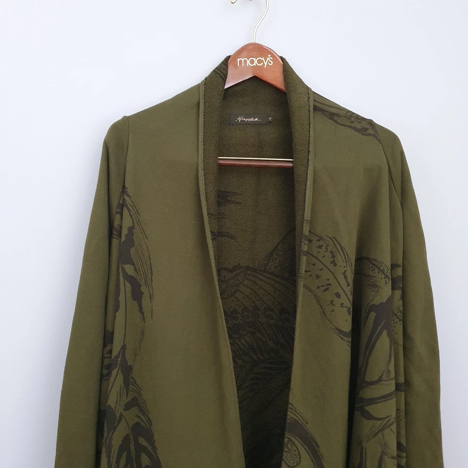 Horiyoshi The Third Japanese Crane Print Long Open Cardigan Size F - Image 2 of 4