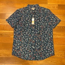 Munsingwear Penguin Mens Button Down Shirt Short Sleeve Midnight Flower M NWT