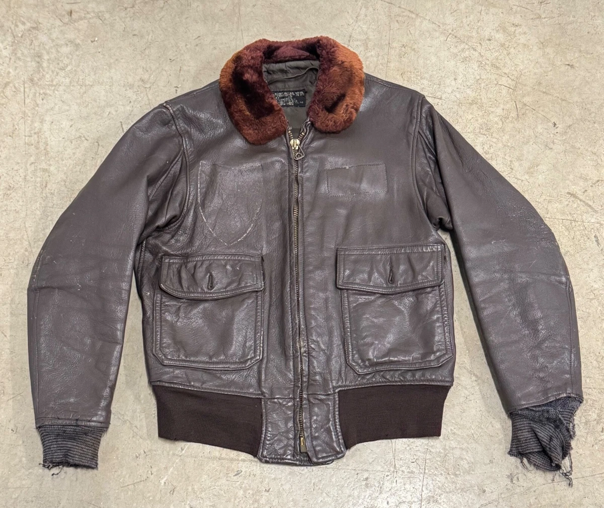 Navy Leather Flight Jacket In Vintage Outerwear Coats & Jackets