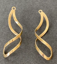 Designer NABCO 14k Yellow Gold Modernist Wave Twist Earring Jacket Enhancer 2.2g