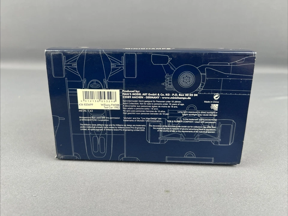 Pauls Model Art Minichamps 1/43 Scale 1982 William F1 Team FW08 6 Wheel Test Car - Image 3 of 4