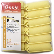 ANNIE CLASSIC FOAM CUSHION ROLLERS 1052, 12 COUNT YELLOW MEDIUM 7/8"