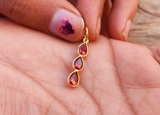 Natural Red Garnet Charm Pendant- 18K  Solid Yellow Gold Handmade Necklace