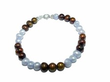 Bracciale con Argento 925 in VERE Perle di Fiume da Donna e Braccialetto PERLA 