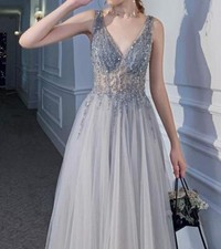 Women's Sweet Full Dress Party Backless Compere Sleeveless High Waist Long Skirt