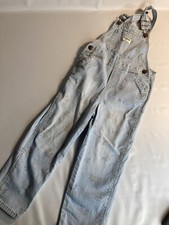 Osh Kosh BGosh vintage girls denim bibs Overalls striped floral 4T