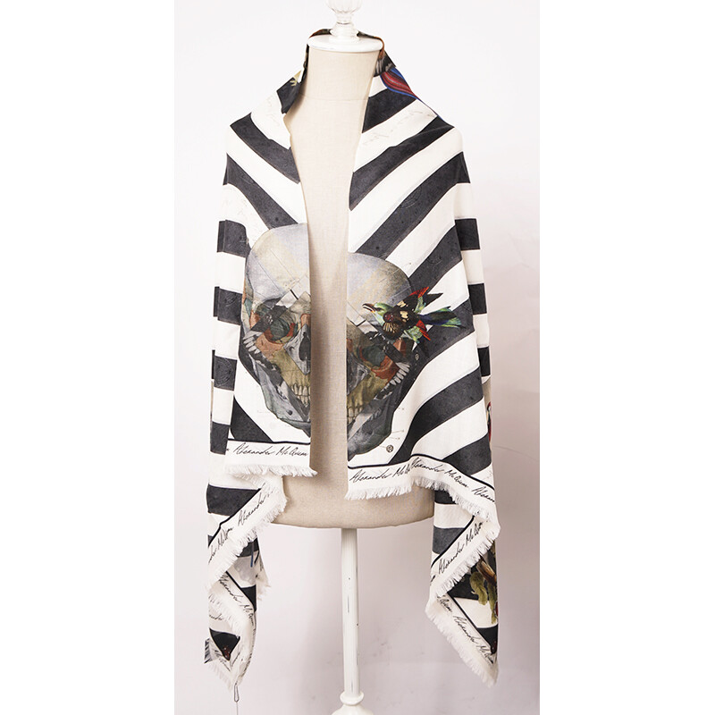 ALEXANDER MCQUEEN★Botanical Master Shawl SCARF NEW $595 ALEXANDER MCQUEEN Botanical Master SKULL BIRDS