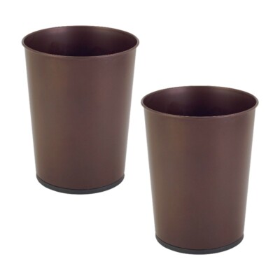 Bath Bliss 2 Pack Iron Bathroom Trash Can in Bronze