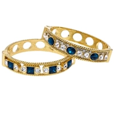 Heidi Daus ''Stack It'' Crystal Bangle Bracelet-7 1/2 in-Montana Blue-NWT-$135.50