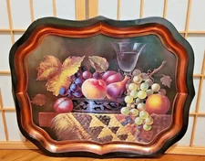 Vintage Style Decorative Tray Still Life Fruits & Foilage