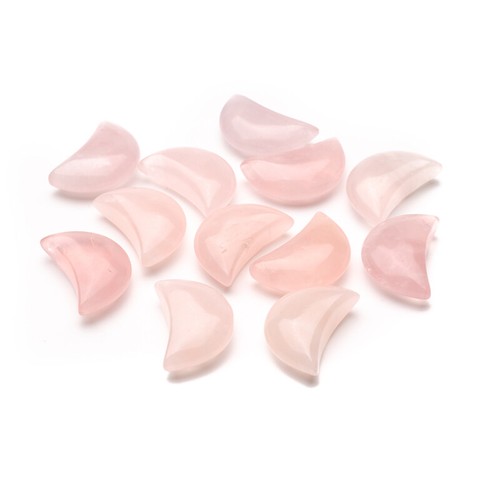 Decoración de piedras preciosas curativas de cuarzo rosa natural con forma de luna piedra mineral rosa rosa - Imagen 4 de 12