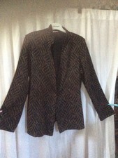 16 Black/ Gold Glitter  Jersey Jkt By Bm Manderine Collar Long Sleeves 1 Buttona
