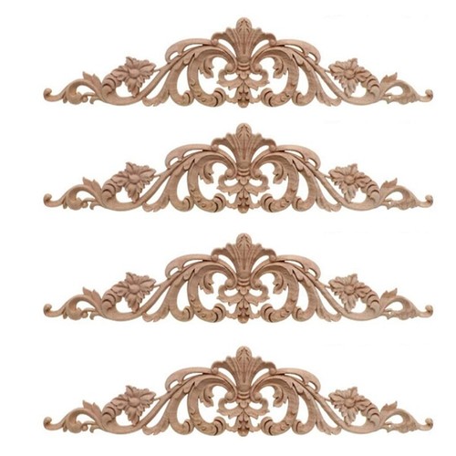 Lot De 4 Appliques Décoratives En Bois Sculpté - Style Vintage, Pour Meuble Ou Cadre, Neuves