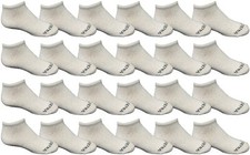 24 PK Wholesale Boys  Girls Cotton Shoe Socks Size 6-8, Ankle Socks White 